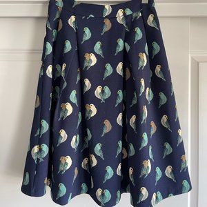Mikarose Love Bird pleated skirt Navy Blue